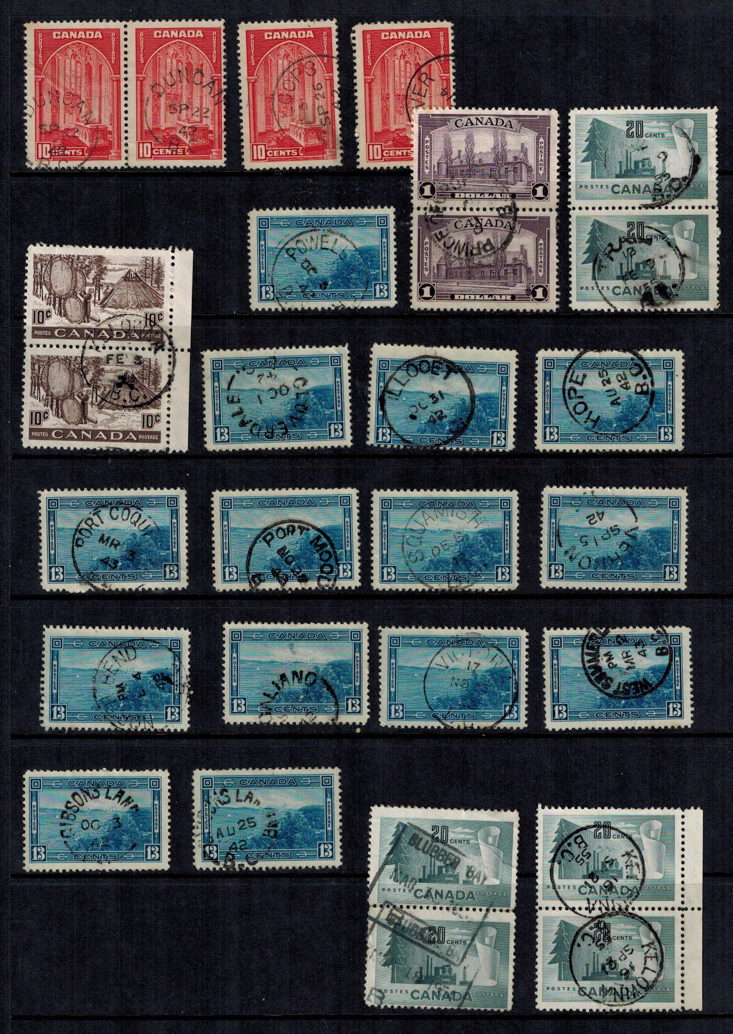 Lot 4 - 68  BC TOWN CANCELS  -  Ocean Park Stamp Auctions Auction #59